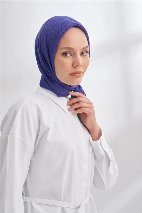Müslin Biyeli Eşarp 3353-1033 Morcivert