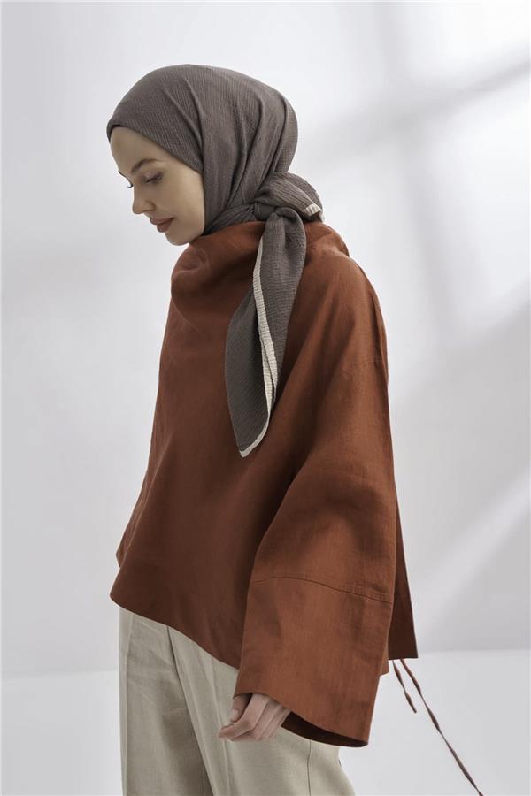 Müslin Biyeli Eşarp 3353-1123 Duman 