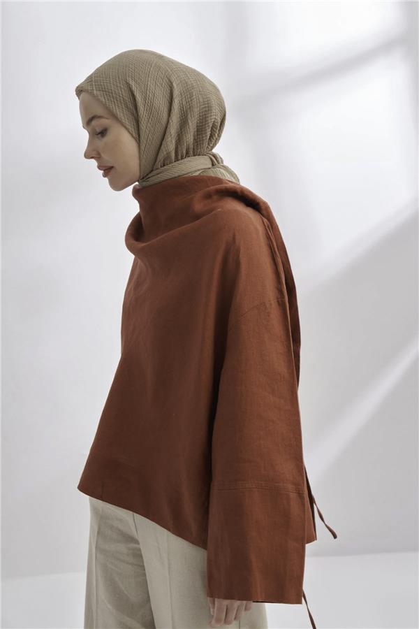 Müslin Biyeli Eşarp 3353-131 Toprak 