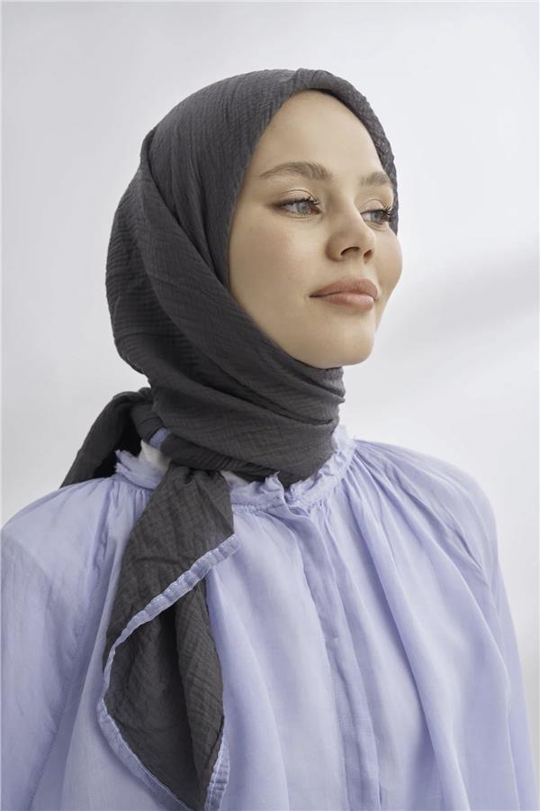 Müslin Biyeli Eşarp 3353-134 Füme 