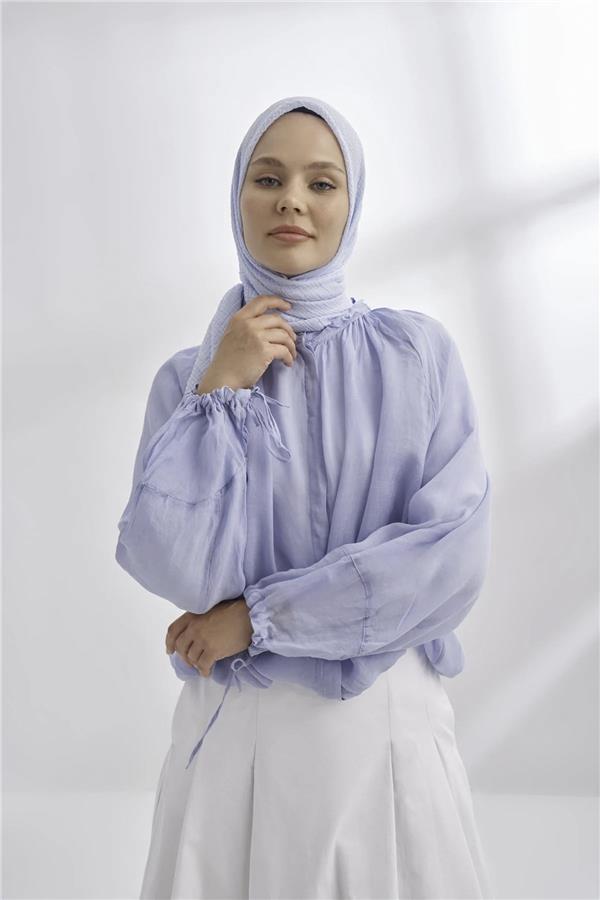 Müslin Biyeli Eşarp 3353-148 Bebe Mavisi 