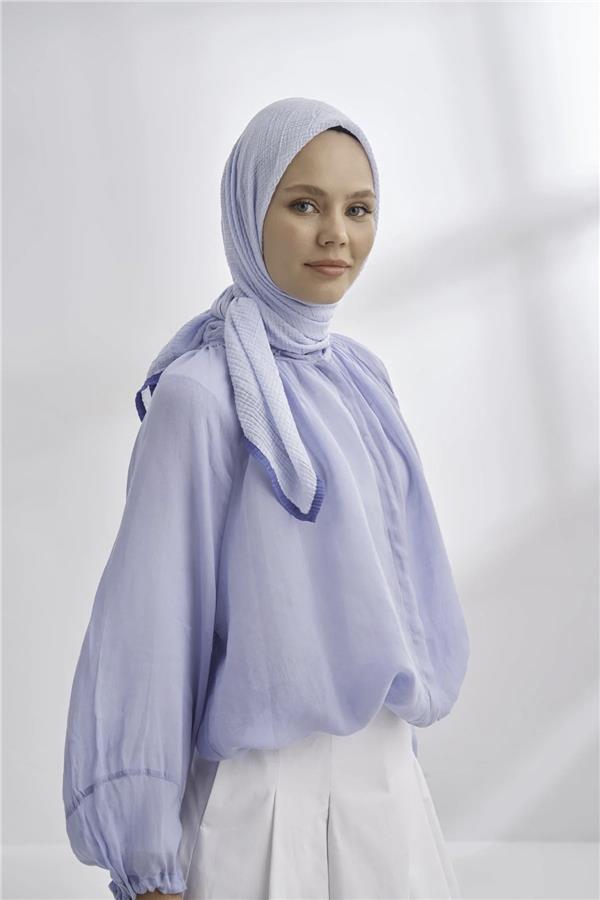 Müslin Biyeli Eşarp 3353-148 Bebe Mavisi 