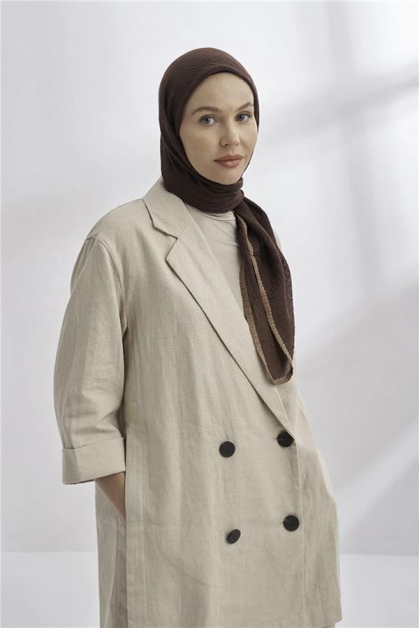 Müslin Biyeli Eşarp 3353-247 Acı Kahve 