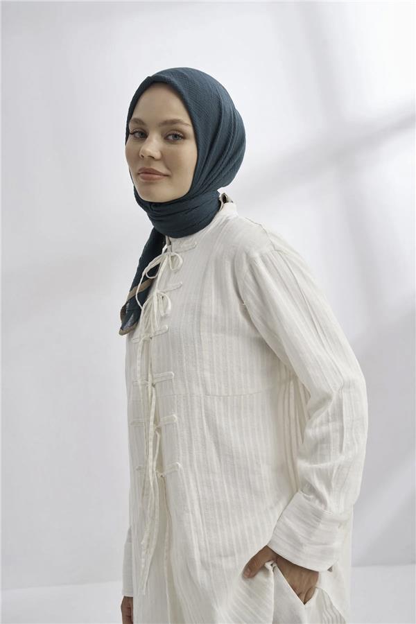 Müslin Biyeli Eşarp 3353-42 Zümrüt 