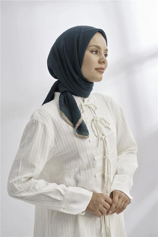 Müslin Biyeli Eşarp 3353-42 Zümrüt 