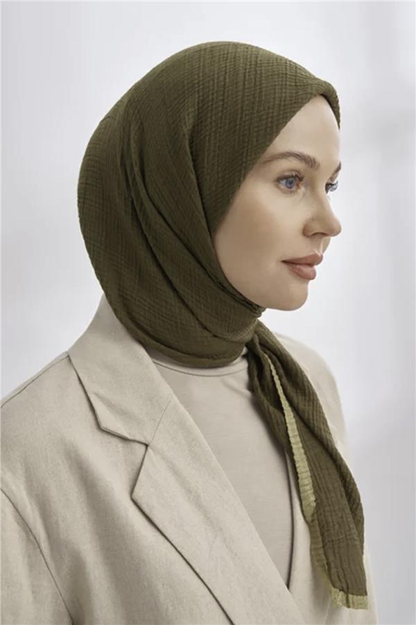 Müslin Biyeli Eşarp 3353-46 Haki 