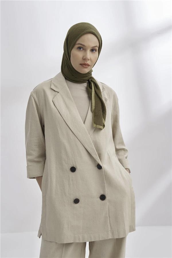Müslin Biyeli Eşarp 3353-46 Haki 