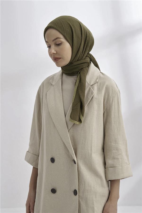 Müslin Biyeli Eşarp 3353-46 Haki 