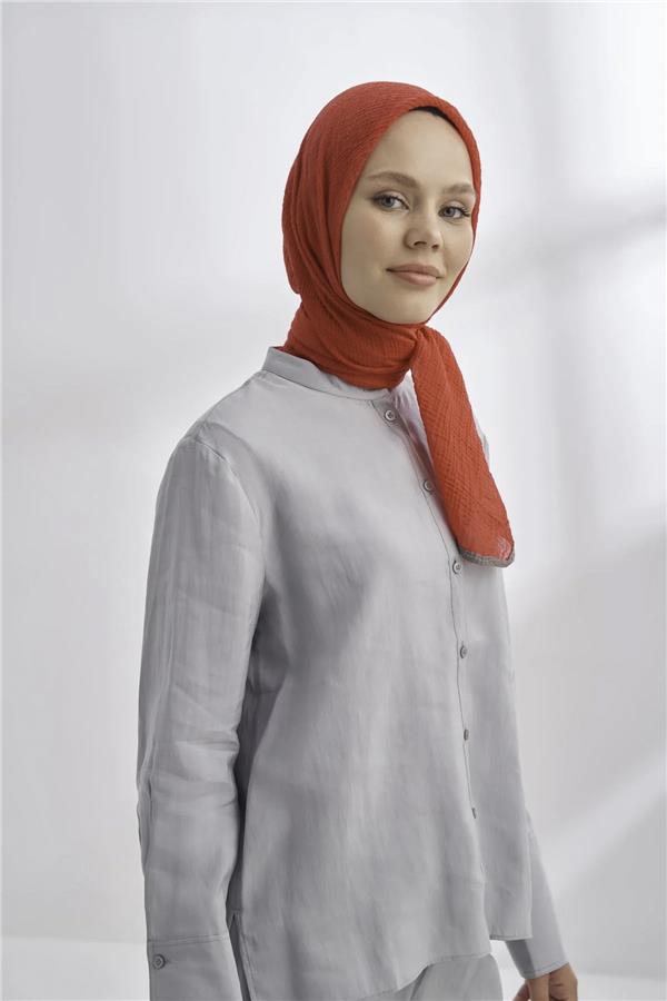 Müslin Biyeli Eşarp 3353-50 Kırmızı 