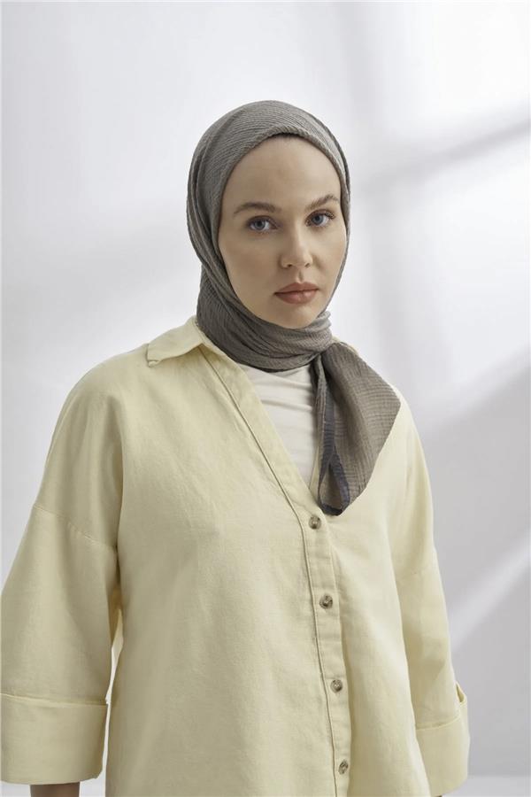 Müslin Biyeli Eşarp 3353-716 Kül 