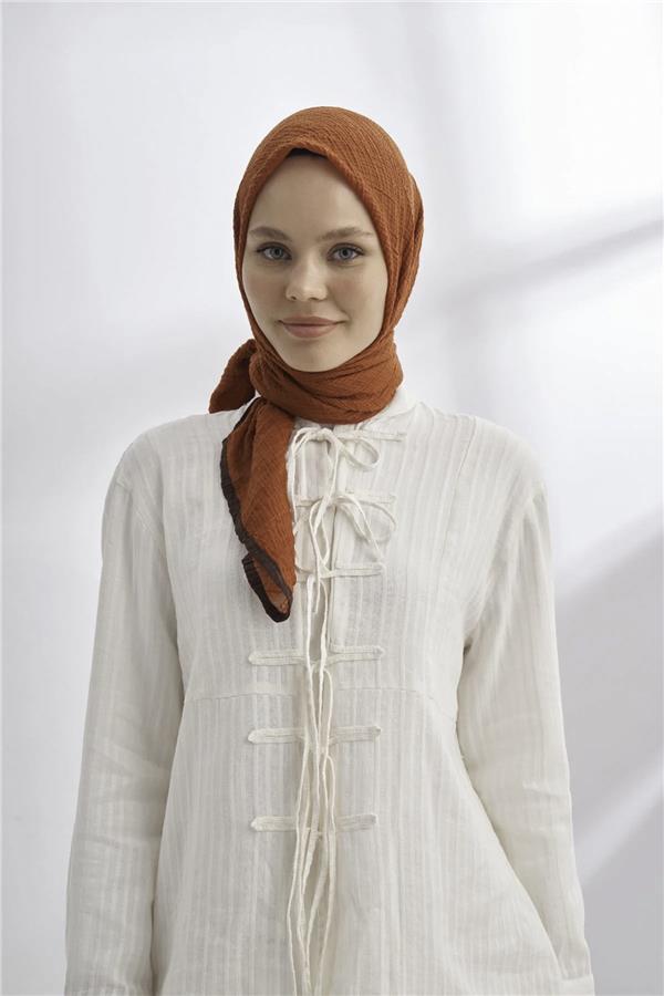 Müslin Biyeli Eşarp 3353-85 Kiremit 