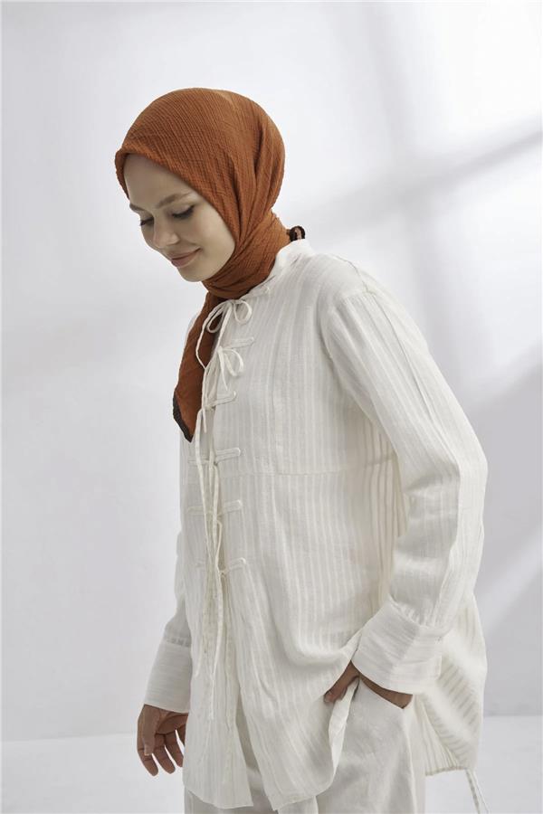 Müslin Biyeli Eşarp 3353-85 Kiremit 