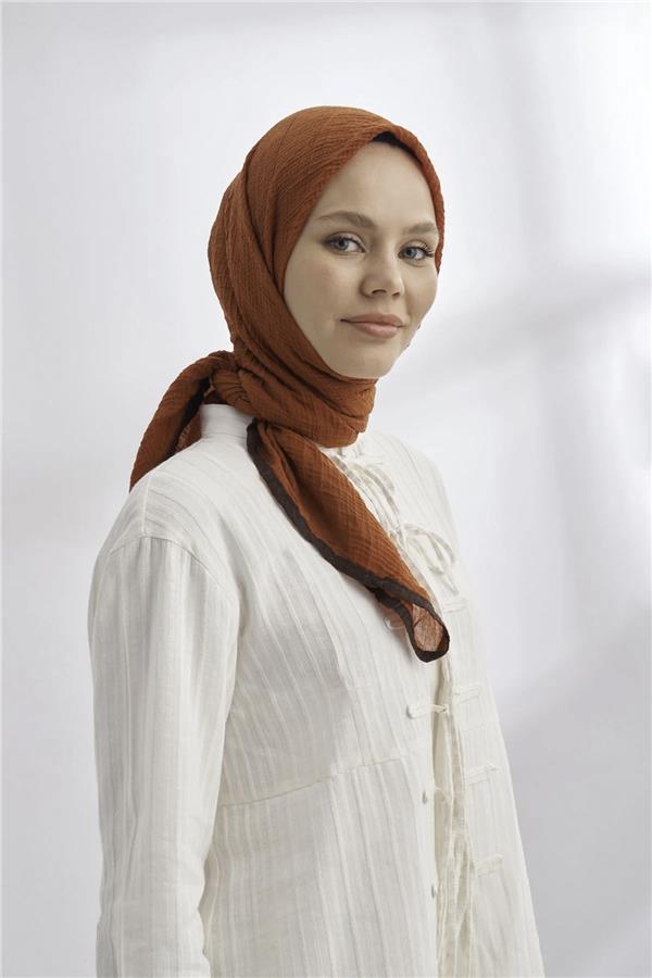 Müslin Biyeli Eşarp 3353-85 Kiremit 