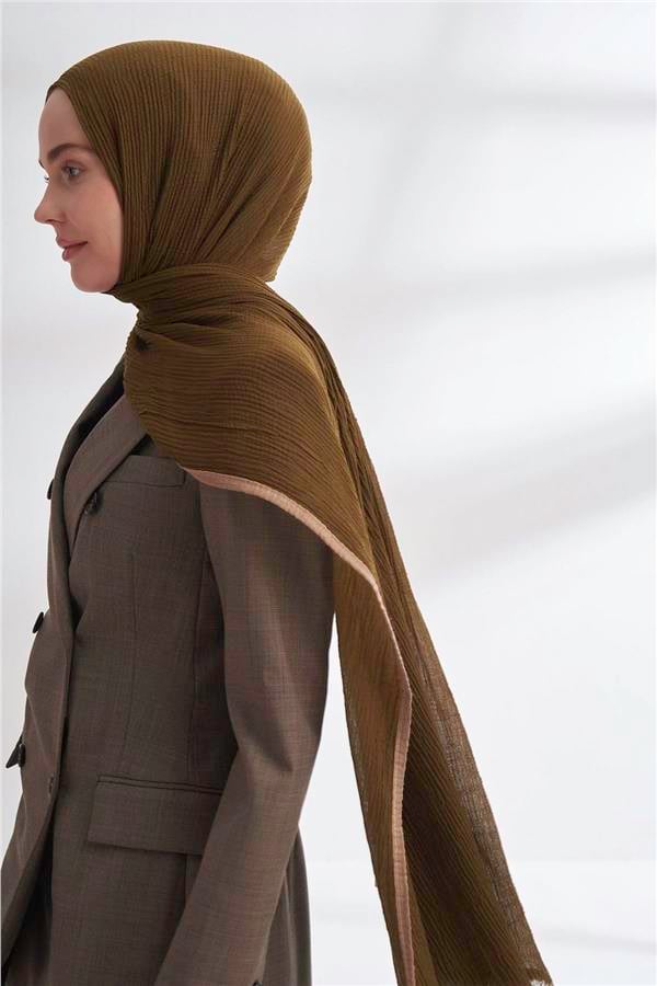 Müslin Biyeli Şal 3352-1043 Yosun