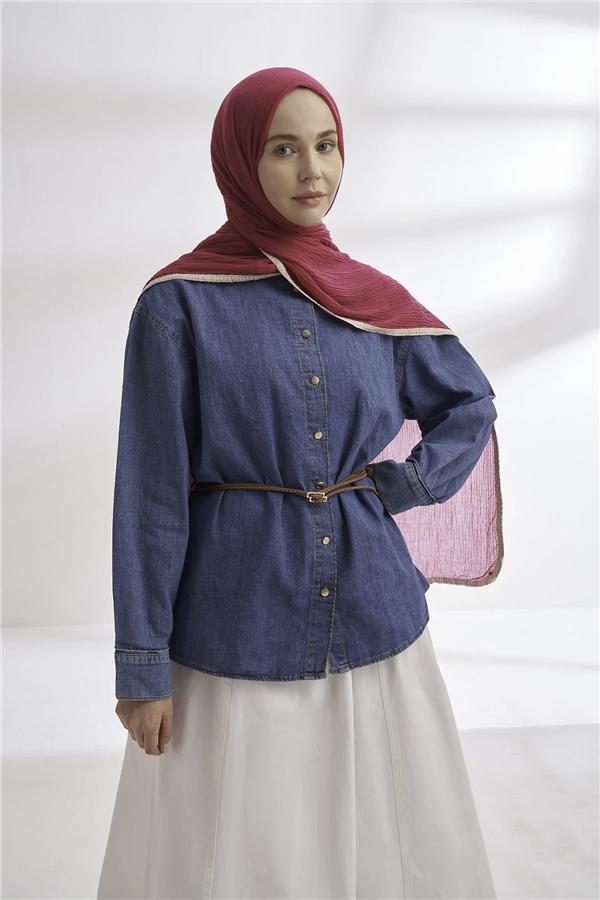 Müslin Biyeli Şal 3352-128 Fuşya