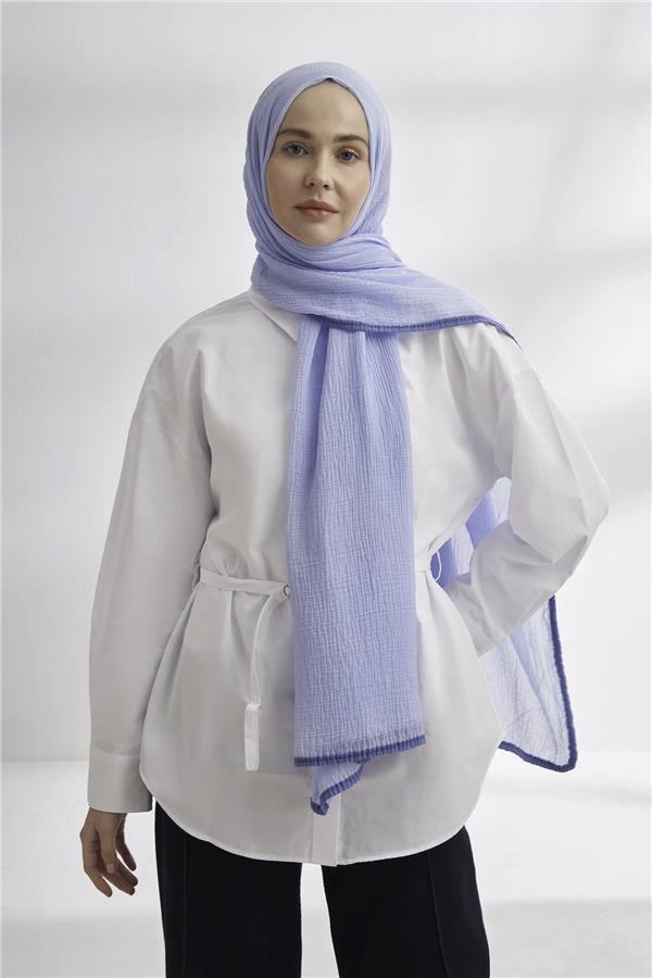Müslin Biyeli Şal 3352-148 Bebe Mavisi