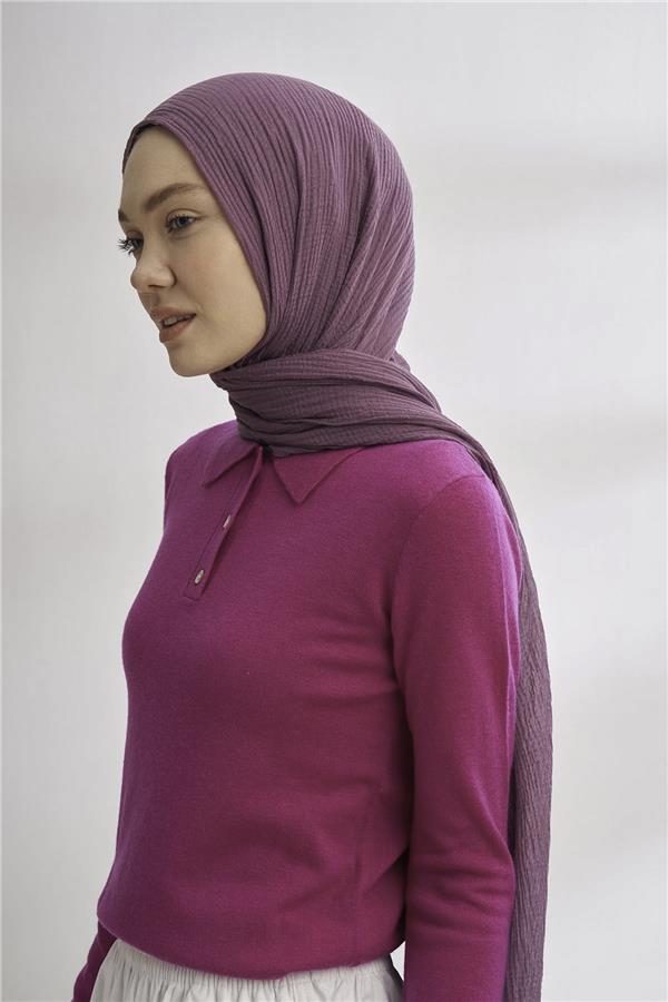 Müslin Biyeli Şal 3352-186 Leylak