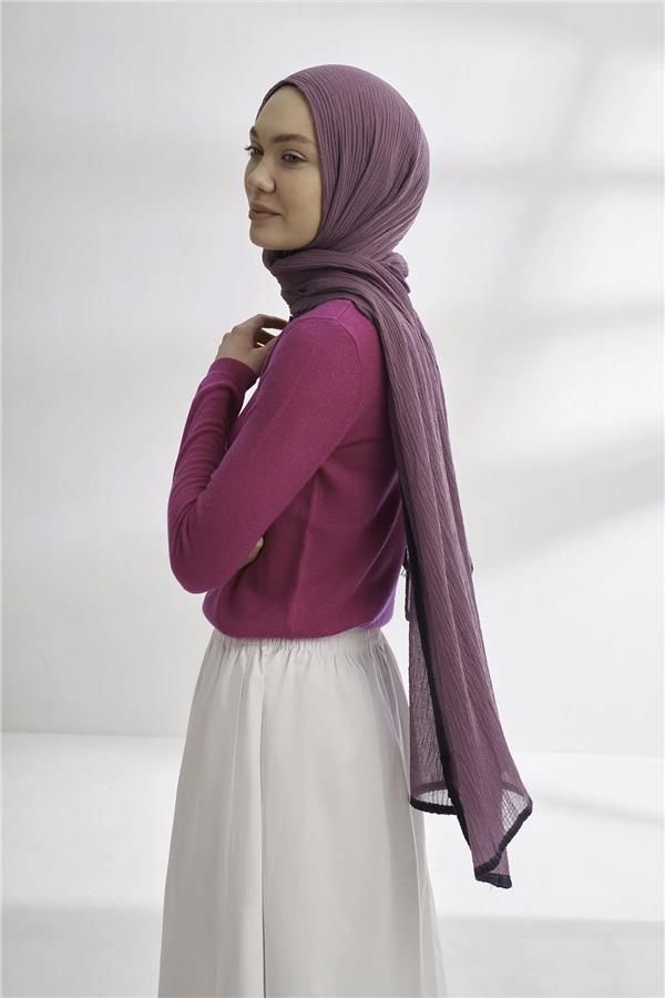 Müslin Biyeli Şal 3352-186 Leylak
