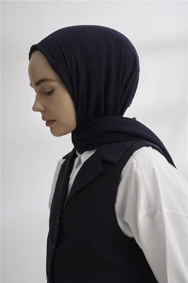 Müslin Biyeli Şal 3352-22 Lacivert