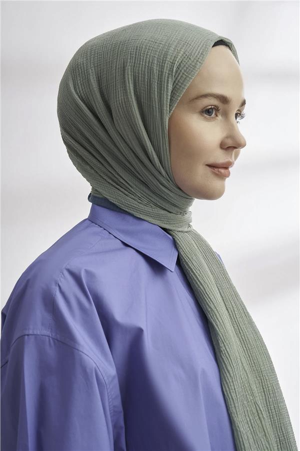 Müslin Biyeli Şal 3352-234 Çağla Yeşili