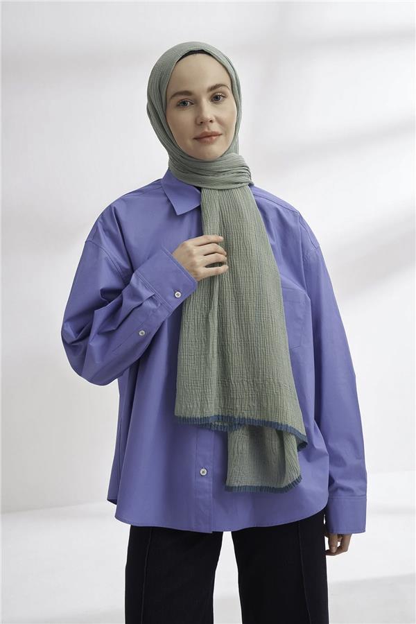 Müslin Biyeli Şal 3352-234 Çağla Yeşili