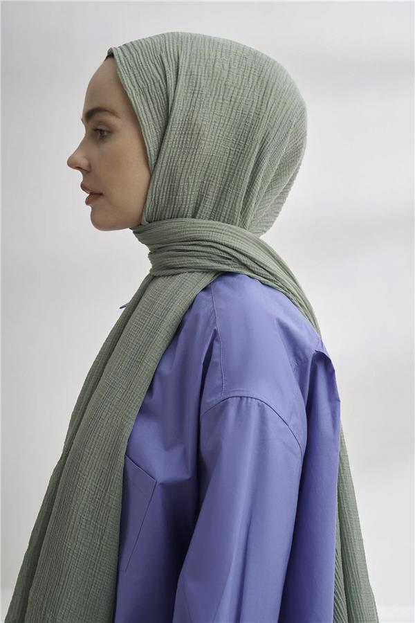 Müslin Biyeli Şal 3352-234 Çağla Yeşili