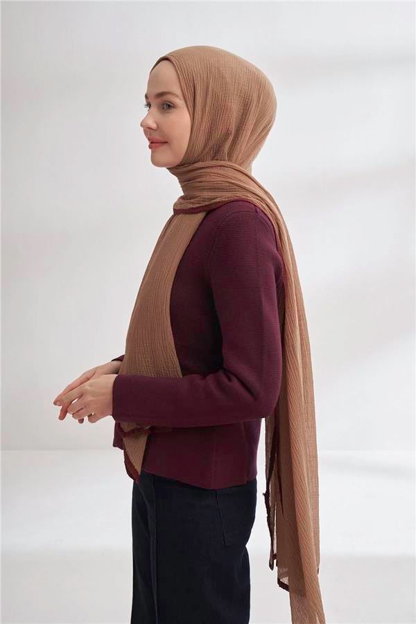 Müslin Biyeli Şal 3352-35 Vizon 