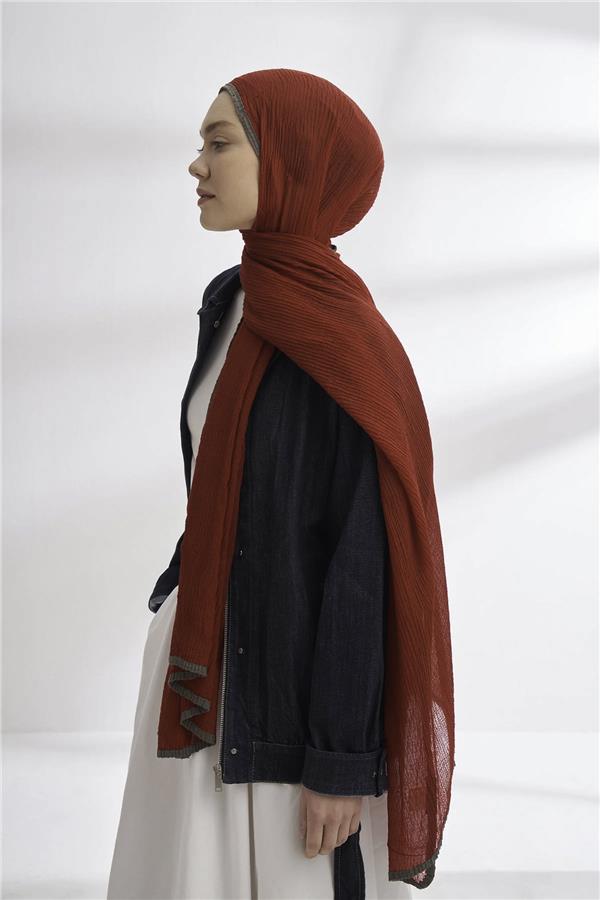 Müslin Biyeli Şal 3352-50 Kırmızı 