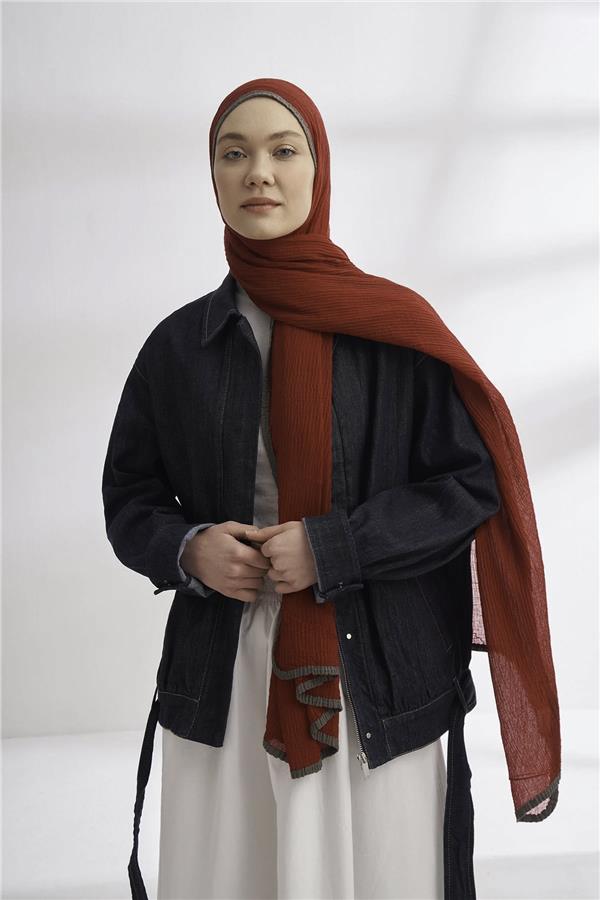 Müslin Biyeli Şal 3352-50 Kırmızı 