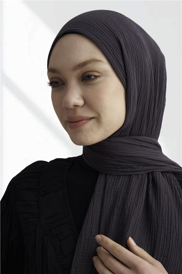 Müslin Biyeli Şal 3352-515 Gri Mavi