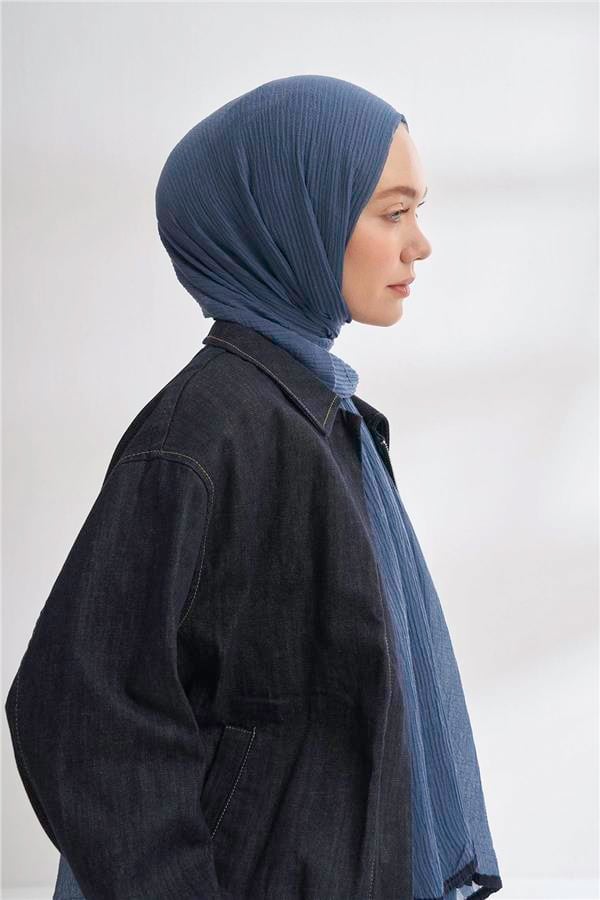 Müslin Biyeli Şal 3352-520 İndigo