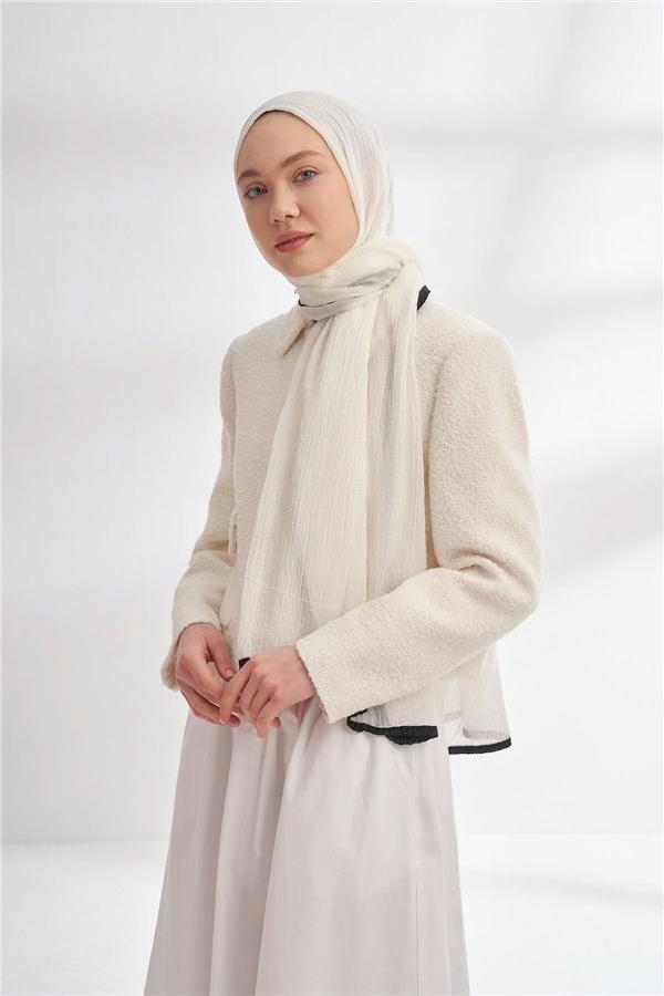 Müslin Biyeli Şal 3352-69 Ekru