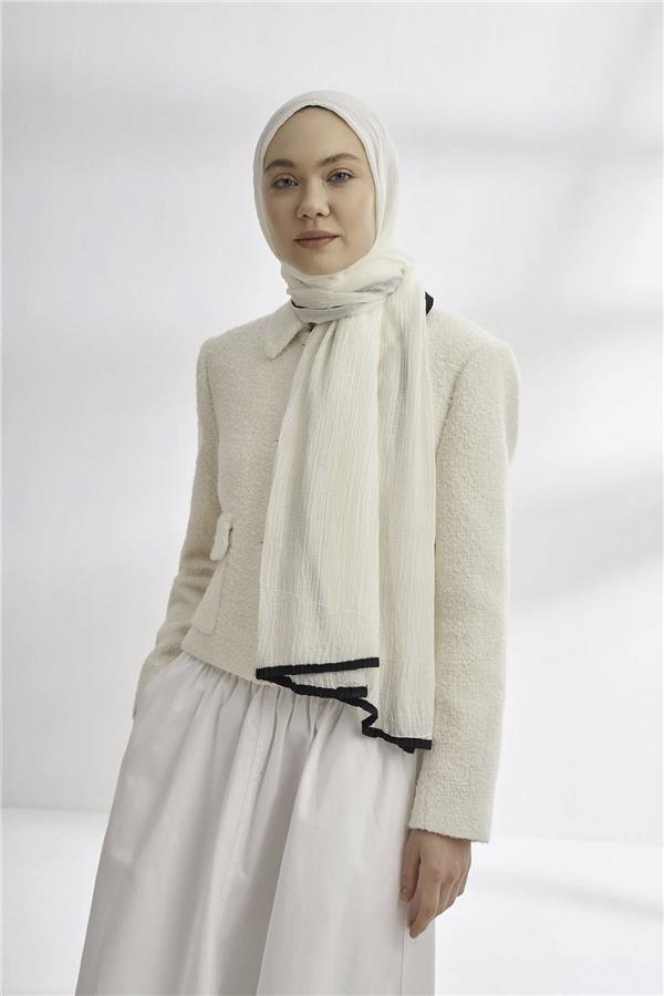Müslin Biyeli Şal 3352-69 Ekru