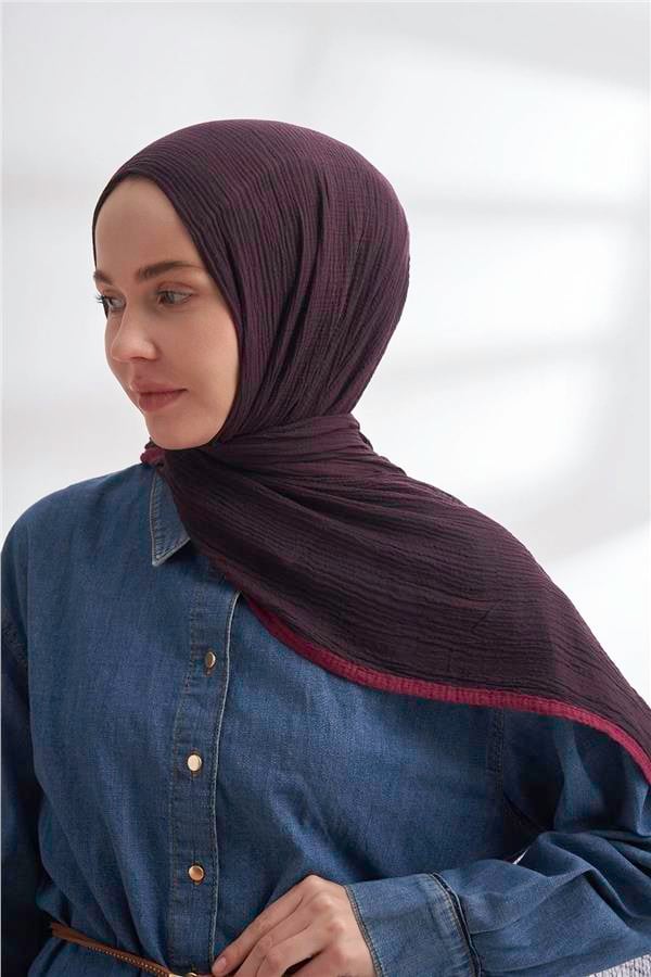 Müslin Biyeli Şal 3352-82 Mürdüm