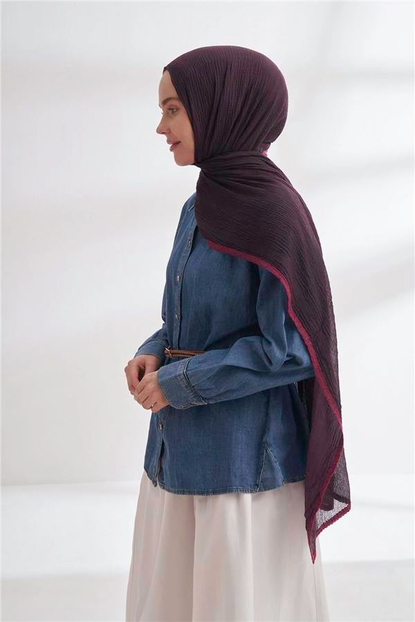 Müslin Biyeli Şal 3352-82 Mürdüm