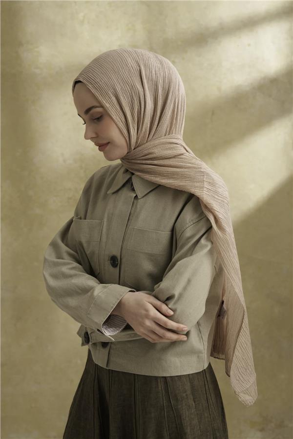 Müslin Yaprak Desen Şal 3351-1041 Sahra 