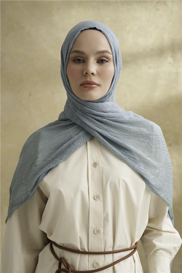 Müslin Yaprak Desen Şal 3351-234 Çağla Yeşili 