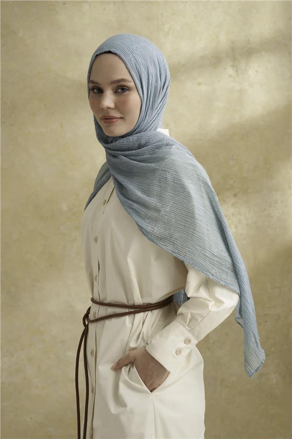 Müslin Yaprak Desen Şal 3351-234 Çağla Yeşili 