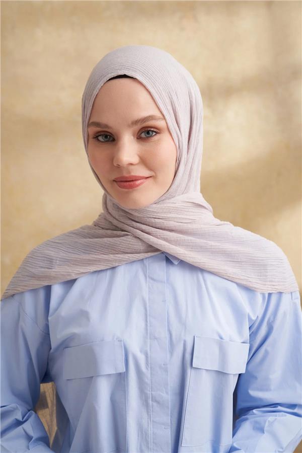 Müslin Yaprak Desen Şal 3351-574 Duman