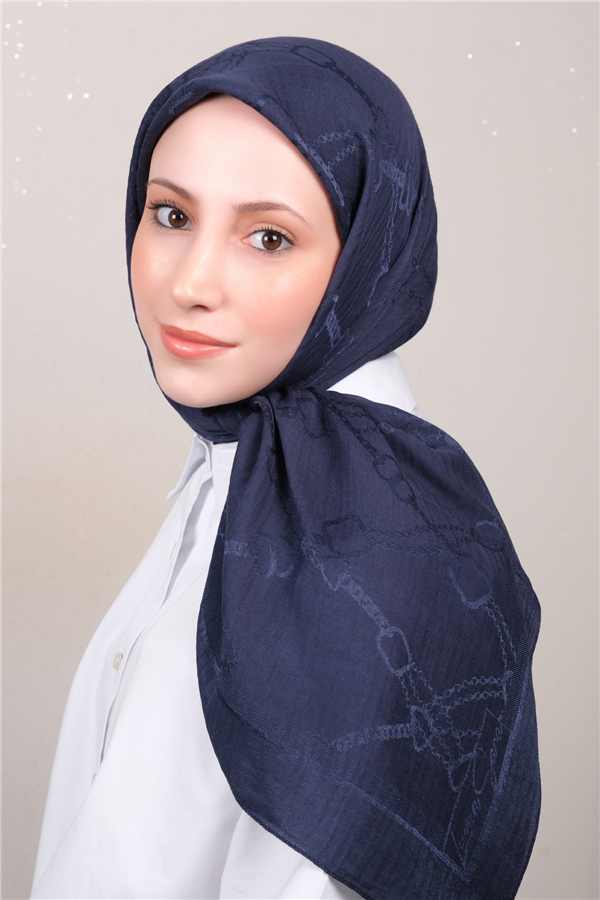 Naia Lyocell Coton Eşarp 1601-13 Lacivert 