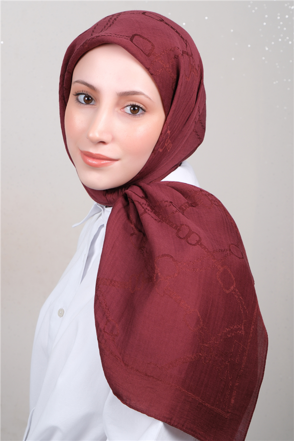 Naia Lyocell Coton Eşarp 1601-6 Bordo 