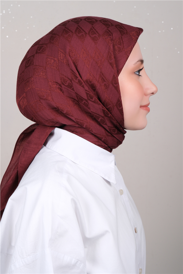 Naia Lyocell Coton Eşarp 6851-13 Bordo 