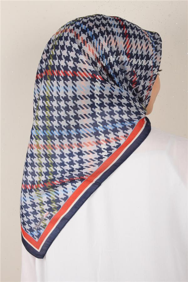 Nirvana Soft Eşarp 3345-6 Lacivert-Kiremit