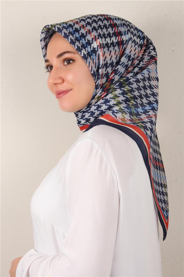 Nirvana Soft Eşarp 3345-6 Lacivert-Kiremit