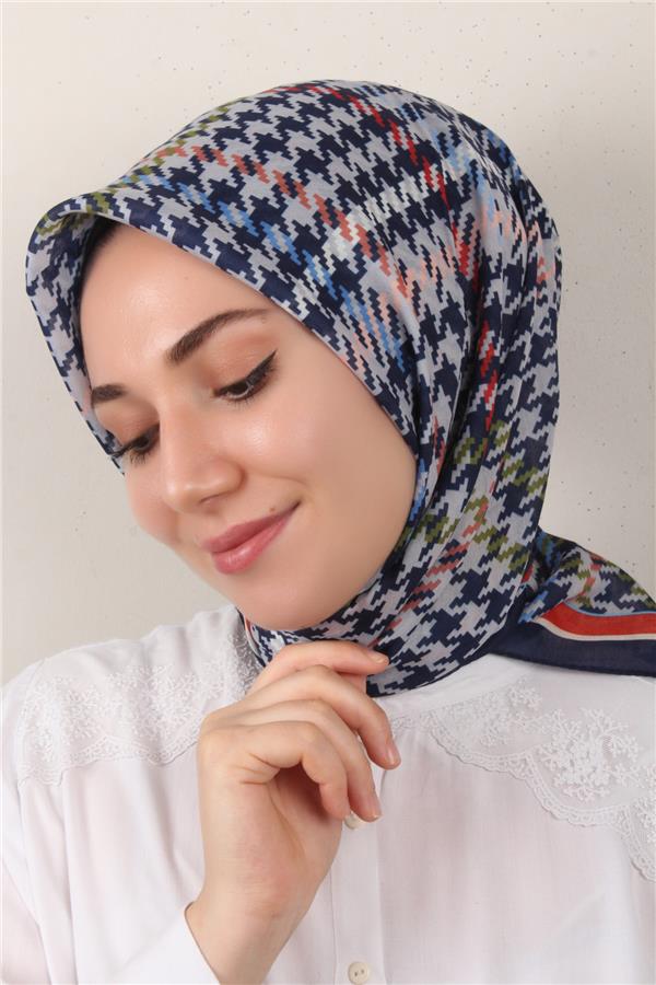 Nirvana Soft Eşarp 3345-6 Lacivert-Kiremit