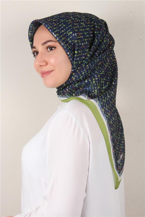Nirvana Soft Eşarp 3347-10 Lacivert-Fıstık Yeşili