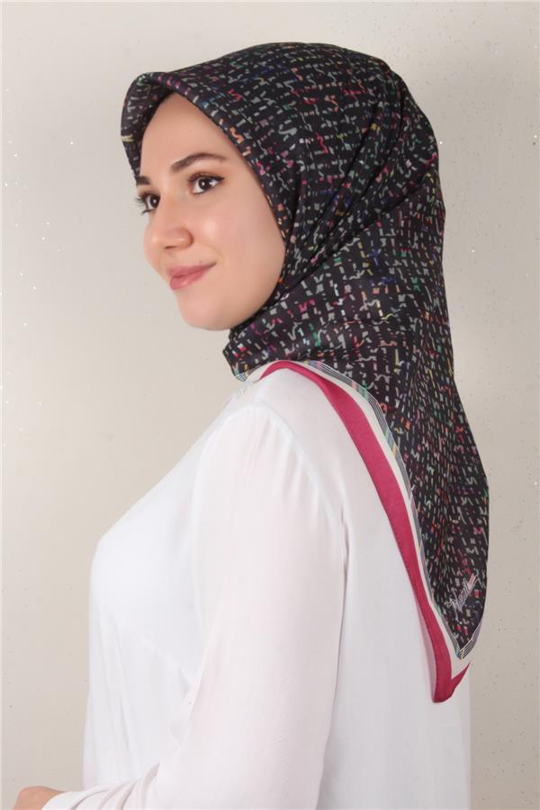Nirvana Soft Eşarp 3347-3 Siyah-Pembe
