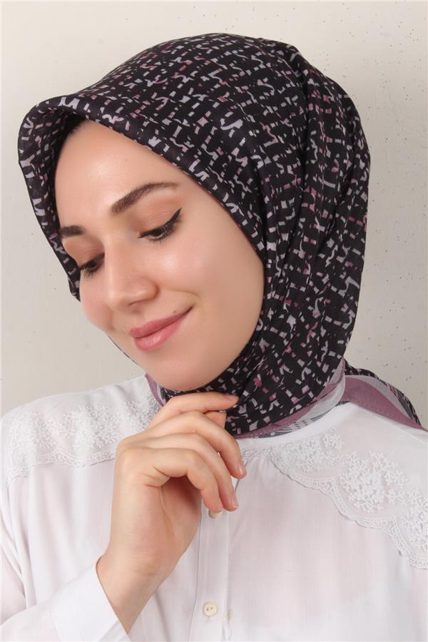 Nirvana Soft Eşarp 3347-5 Siyah-Gül Kurusu