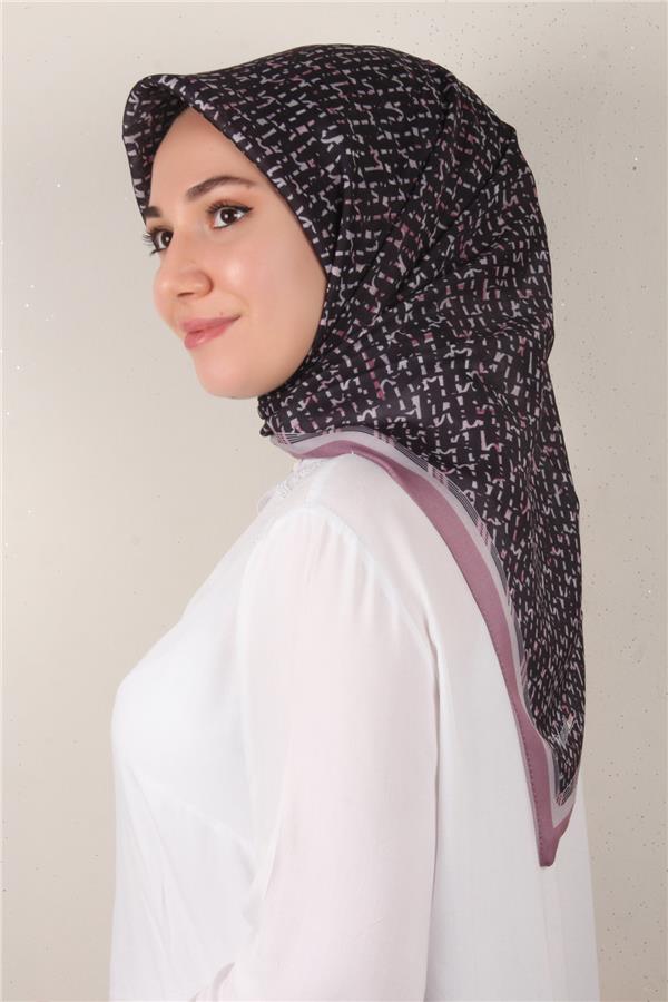 Nirvana Soft Eşarp 3347-5 Siyah-Gül Kurusu