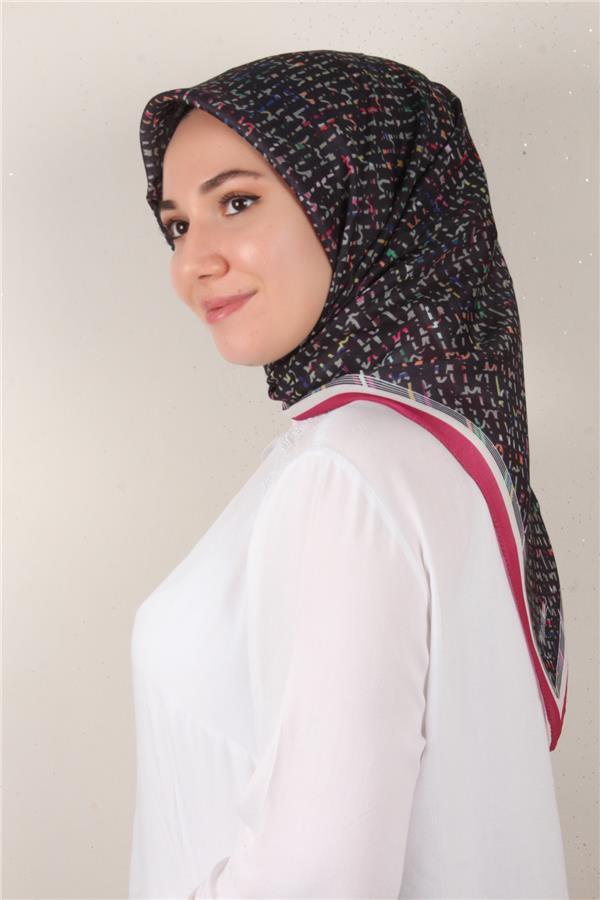 Nirvana Soft Eşarp 3347-6 Siyah-Pembe